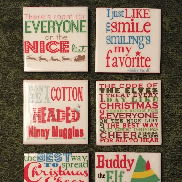 Six”ELF”Themed handmade ceramic coasters. Each saying makes me giggle with joy! - Picture 11 of 11